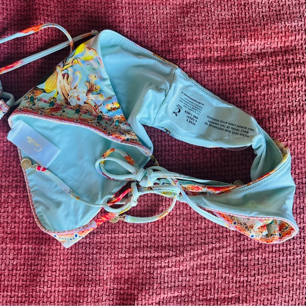 CAMILLA Talk the Walk Triangle Floral Crystal Bikini Set Luxury Swim NWT Size L​